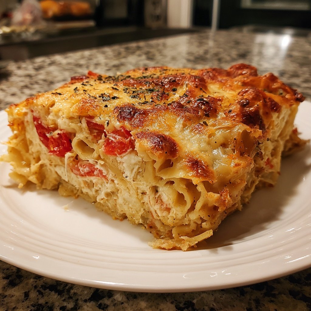 Nudelauflauf mit Tomaten und Mozzarella